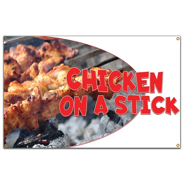 Signmission Chicken On A Stick Banner Concession Stand Food Truck Single Sided B-60 Chicken On A Stick19 - main